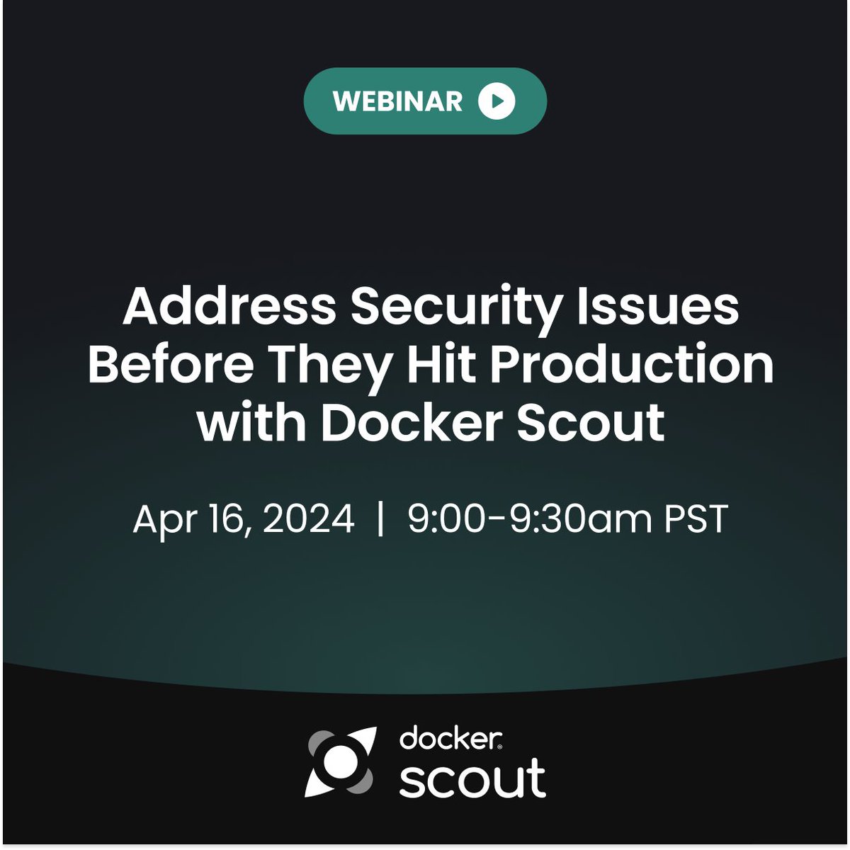 Looking to address security issues before they hit production? Learn how Docker Scout identifies recommendations for application security improvements at our April 16 webinar. Sign up 👉 bit.ly/3W3bcPU