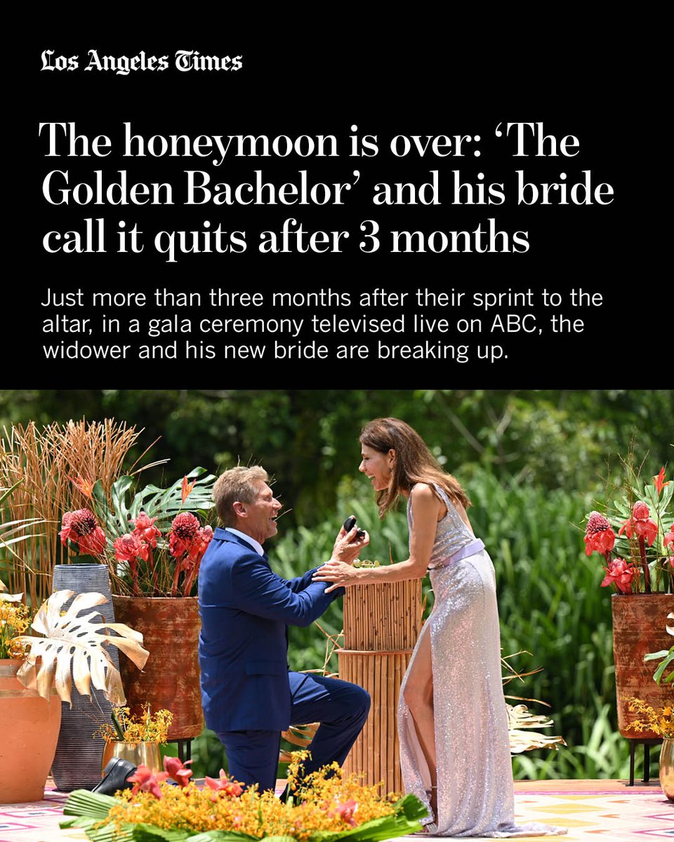 After marrying on live TV, “Golden Bachelor” Gerry Turner and Theresa Nist announced their divorce on “Good Morning America.” latimes.com/entertainment-…