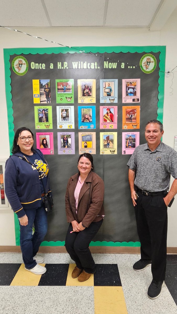 Excited to share Huntington Park Elementary's commitment to celebrating higher education and student success!  wall of fame showcases where our Wildcats are now—thriving in colleges across the nation. #WildcatPride #AlumniSuccess