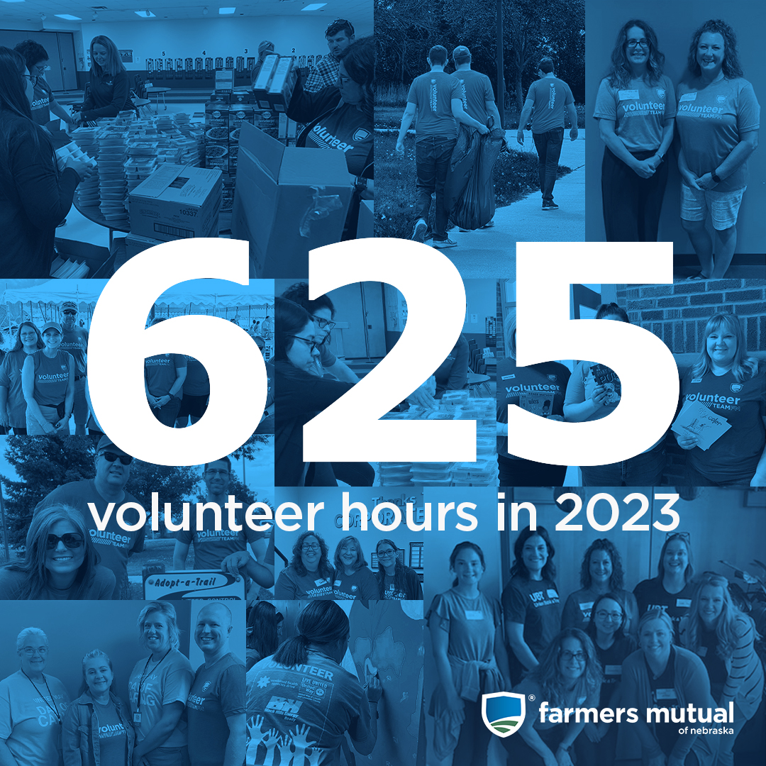 The @FarmersMutualNE #volunteer benefit makes it easier for team members to find time to serve with local nonprofits. Last year, #TeamFM spent more than 625 hours giving back to the communities we call “home,” and we’re not slowing down in 2024! #NationalVolunteerMonth