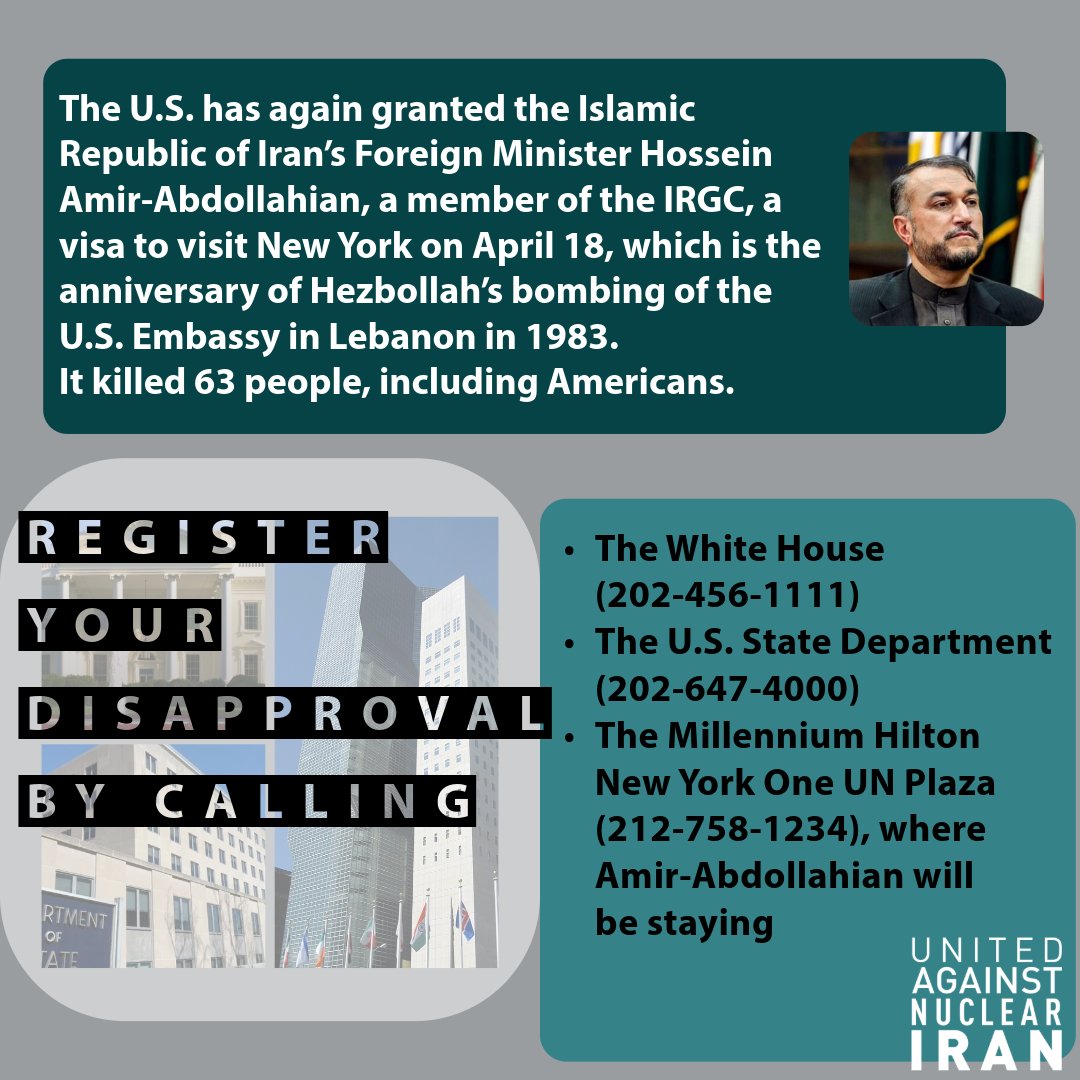 Iranian foreign Minister Hossein Amir-Abdollahian, who will reportedly attend a meeting on the Israel-Hamas conflict at the @UN on April 18, personally participated in planning meetings for the October 7 attack on Israel, while the IRGC trained 500 Hamas terrorists in Iran.