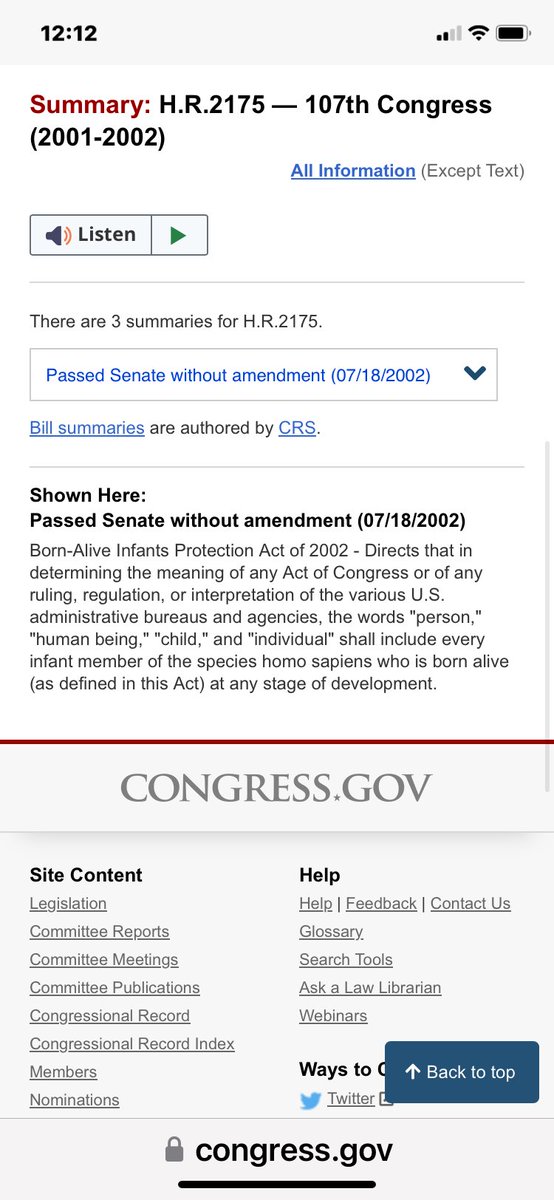 📣📣📣🚨🚨👇👇👇 Born Alive Infants Protection Act of 2002 #homosapiens