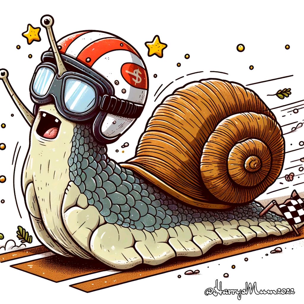 🤣🤣🤣🙋‍♀️😁😘
✴️The racing snail that got rid of his shell? He thought it would make him faster, but it just made him sluggish.✴️
#aiART #Dalle3