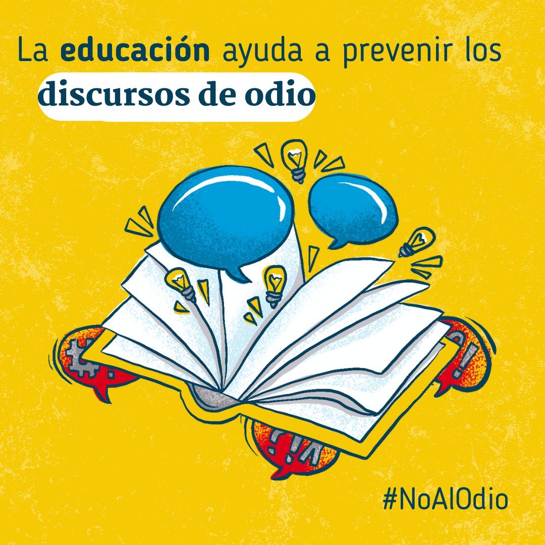 El discurso de odio expresa prejuicios basados en la raza, la religión, la identidad de género y otros. Puede divulgarse verbalmente, por texto, u otras formas indirectas. Restríngelo en tus redes sociales. No es libertad de opinión. Es odio. #NoAlOdio un.org/es/hate-speech