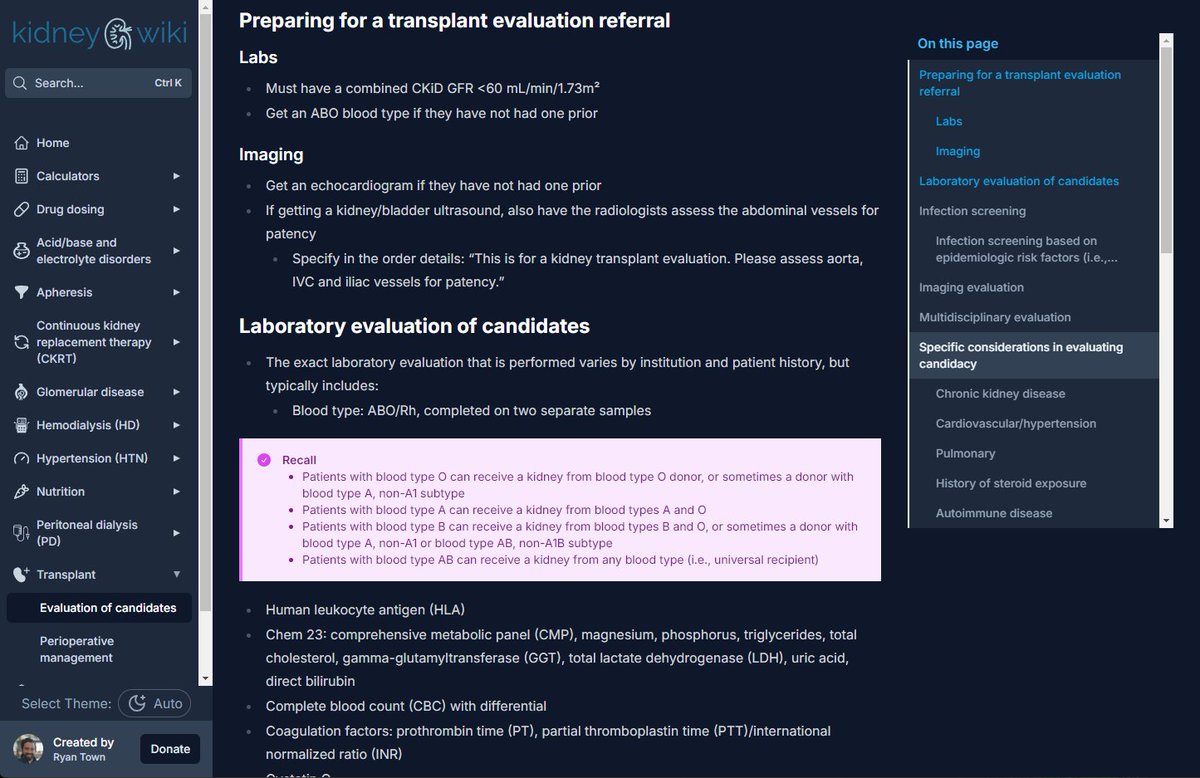 What if there was a site where our incoming #PedNeph fellows could learn about how to evaluate transplant recipients? What if you added your protocols to it so they could find it easily? kidney.wiki/transplant/eva…