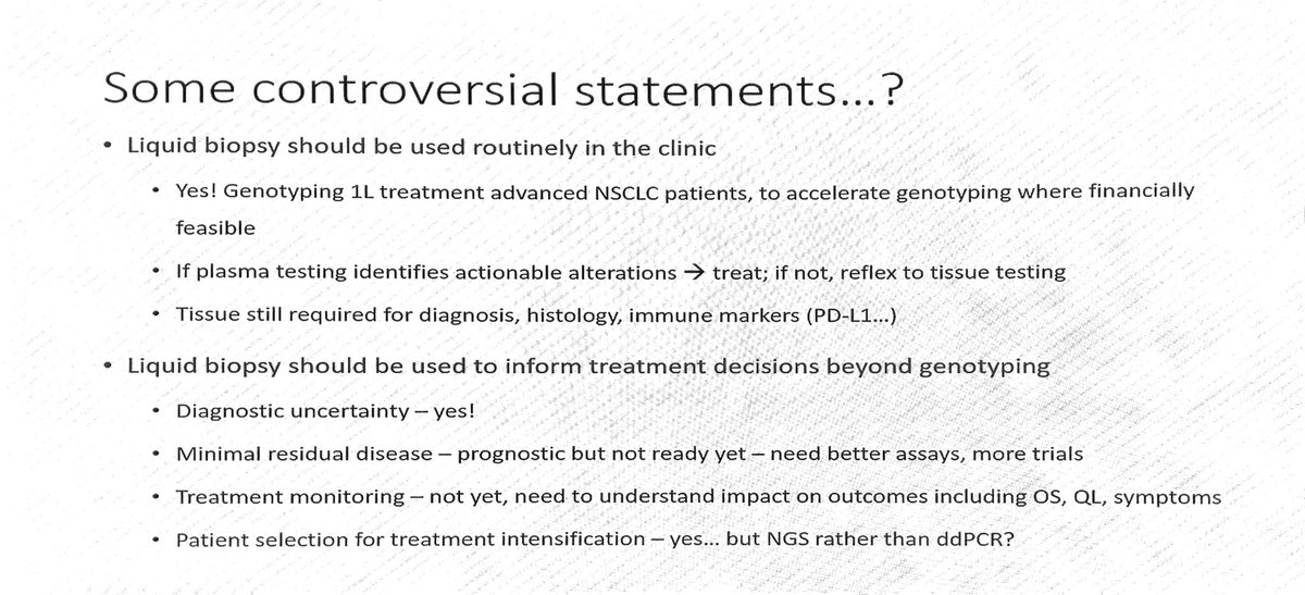 Great overview on liquid biopsy from Prof Natasha Leighl from @UHN at #AILCC24 Makes the argument for liquid biopsy up front or a concurrent approach. @IrishLungCancer @IASLC