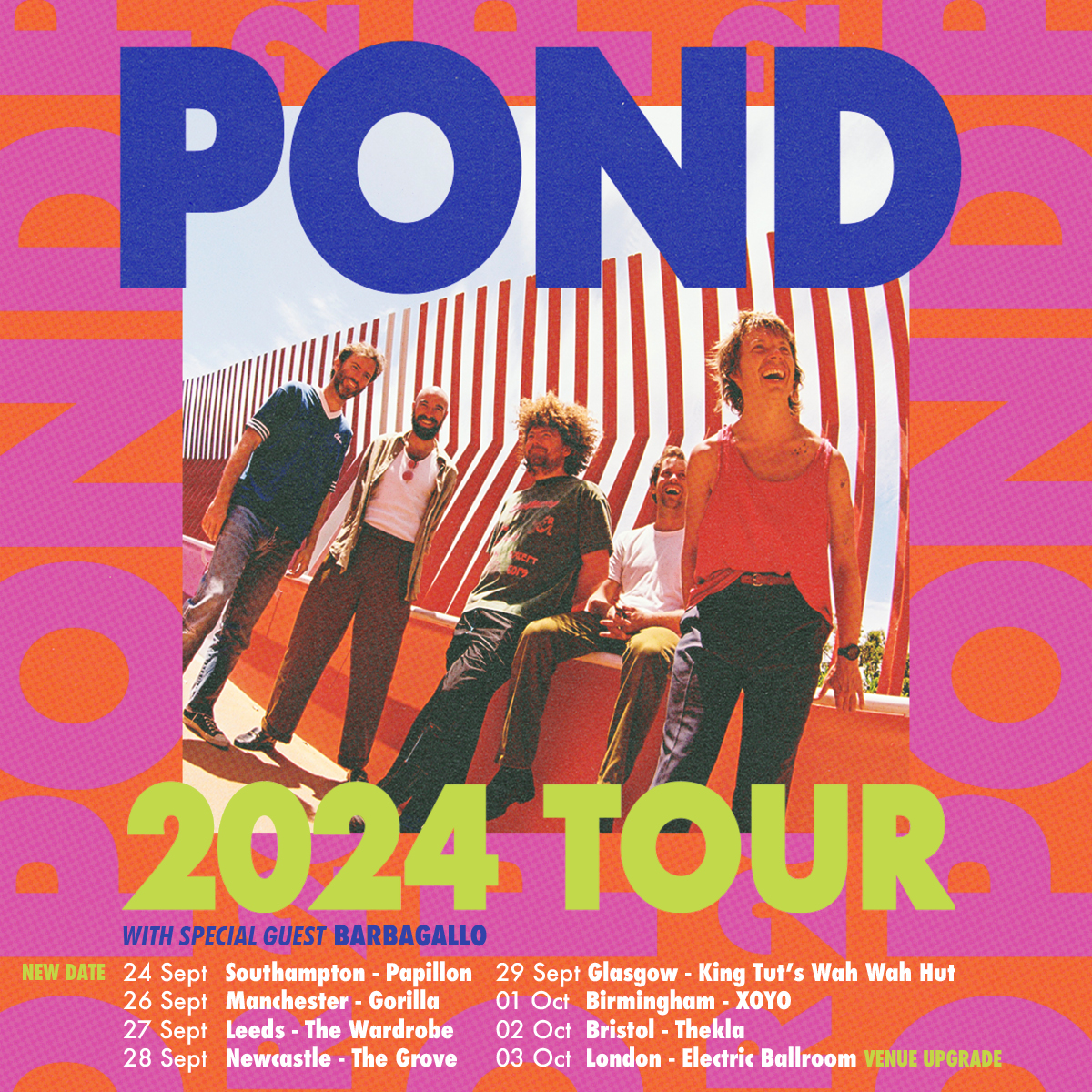 GUM (@jay_w_watson) DJ set directly after @pondband's first show of the UK tour 🎉 AND if you buy tickets to see Pond at Papillon, you'll be sent a 50% off code for the after-party! 🤑 laylo.com/pond/m/world-t…