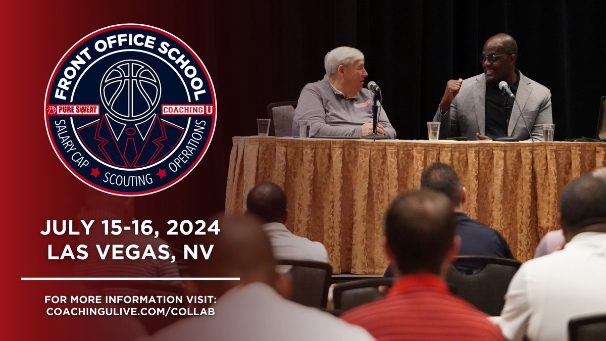 🚨 @Coaching_U & @PureSweat are teaming up to bring you the 1st ever Front Office School! 🏀 Learn from the NBA's top executives about basketball operations, scouting, talent evaluation, salary cap, and more. 🎟️ Registration is now open: 🔗 coachingulive.com/collab