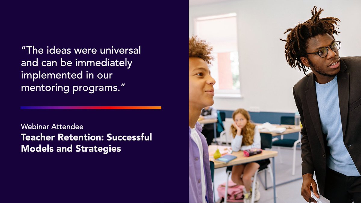 Our latest webinar, Teacher Retention: Successful Models and Strategies shares ideas that can immediately be implemented into existing mentoring programs at your school! Watch the recording and learn more: bit.ly/3U5hDAL. #webinar #mentoring