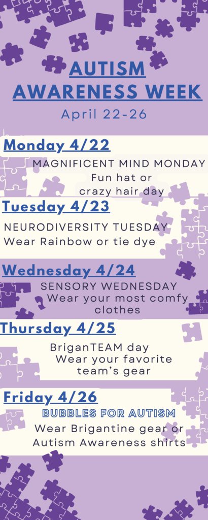 Autism Awareness Week - Theme Days for April 22-26