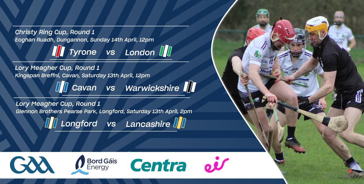 Championship season is here in the hurling, the road to Croke Park begins tomorrow: Ring Cup: Sun 12pm, Dungannon @TyroneGAALive v @LondainGAA Meagher Cup: Sat 12pm, Cavan @CavanCoBoardGaa v @warwickshireclg Sat 2pm, Longford @OfficialLDGAA v @OfficalLancGAA @theirishpost