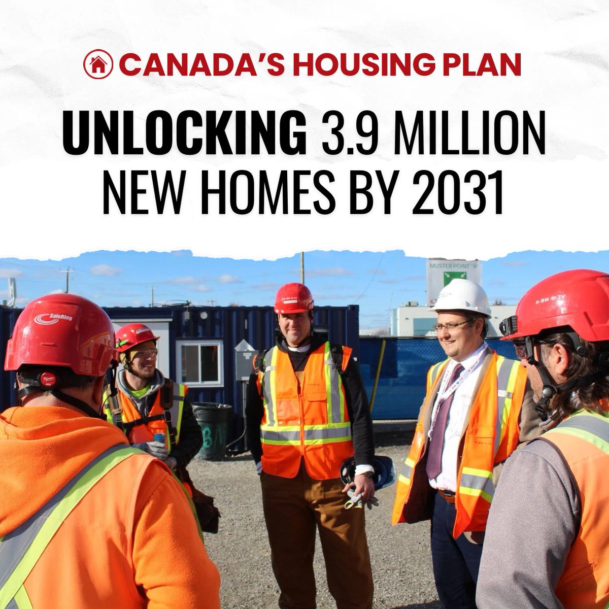 BREAKING: Our housing plan will unlock 3.9 million new homes across Canada by 2031 - focussing on 3 areas: 🧱 Building more homes 🏠 Making it easier to own or rent 👨‍👩‍👧‍👦 Helping those who can’t afford a home Read our plan to solve the housing crisis: infrastructure.gc.ca/housing-logeme…