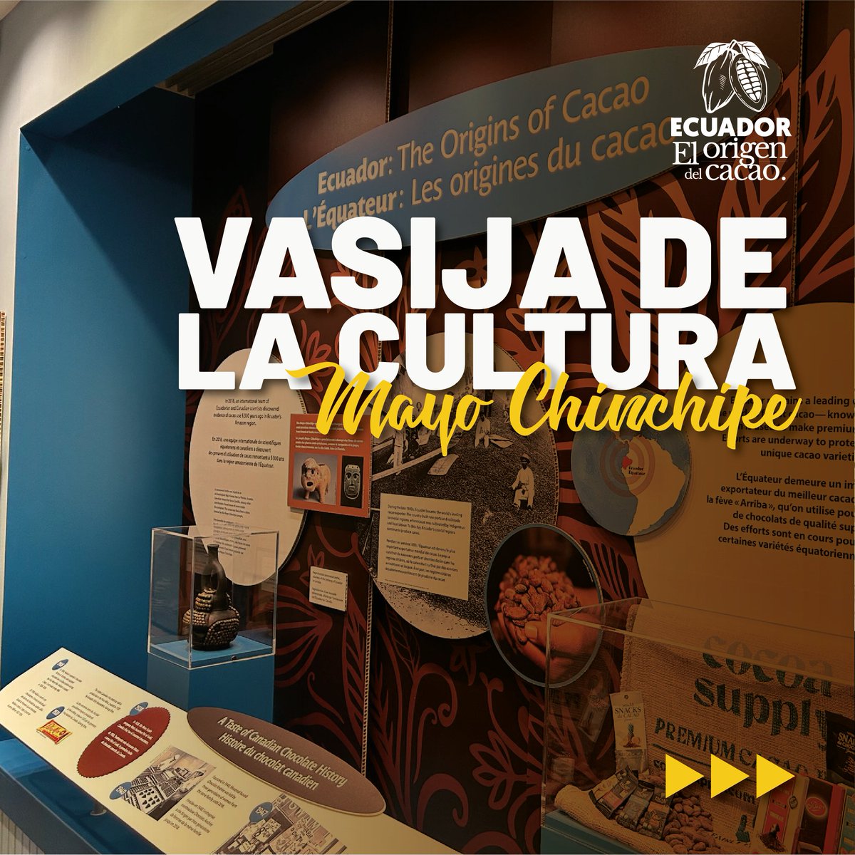 Ecuador🇪🇨se destaca en el ámbito internacional por su papel preponderante en el origen del cacao. Esta posición se refuerza con la exposición de 45 réplicas de una antigua vasija de la cultura Mayo Chinchipe en 29 países y tres organizaciones internacionales.🧵