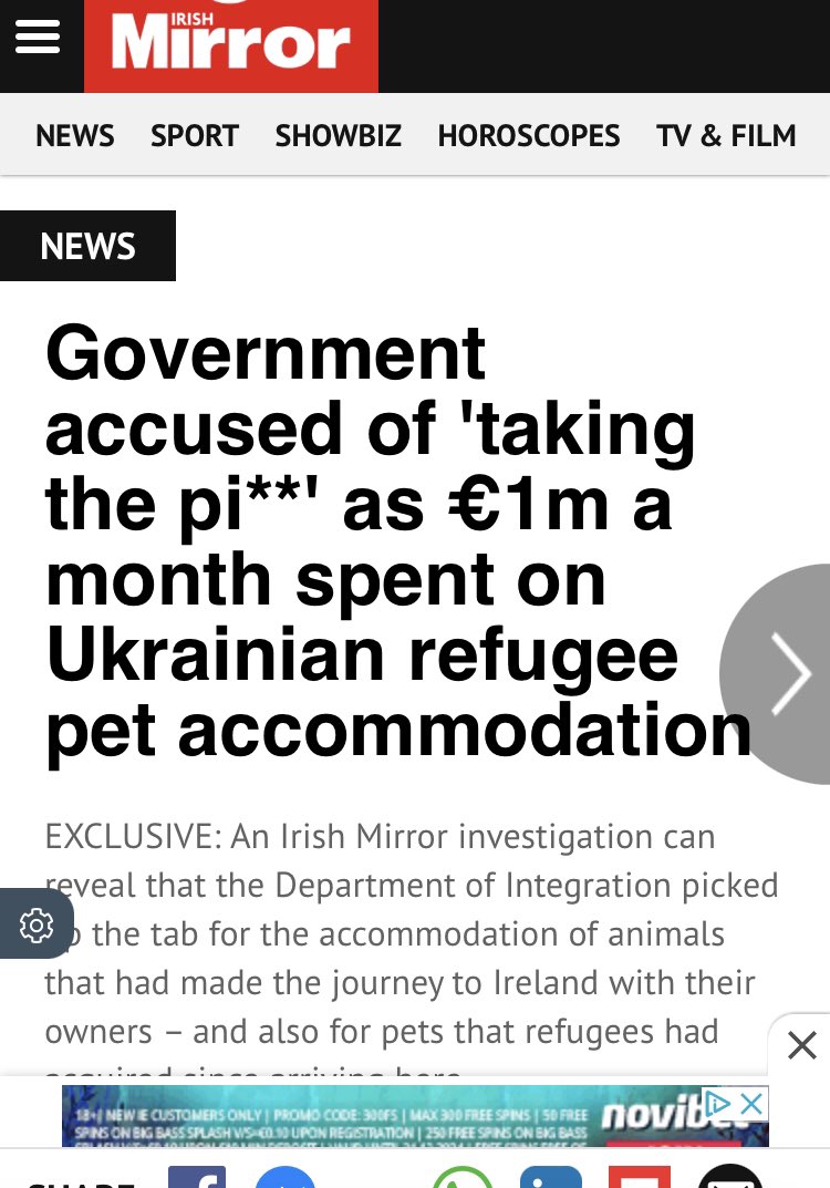 Anyone who condones or supports the Irish government wasting €1 million of taxpayer money per month on Ukrainian cats and dogs has lost all credibility. And that is being kind.