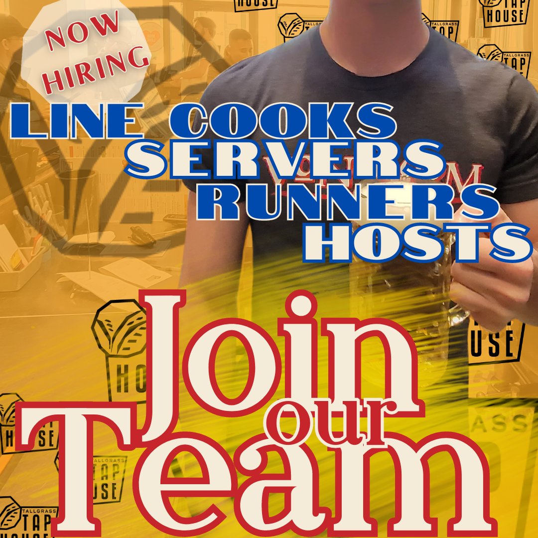 Join our team! 

Fill out an application in person or online with the link below
It's going to be a great summer at Tap House and we can't wait for you to join us

Apply at: 
rb.gy/ydc3u5

#tallgrasstaphouse #taphouse #downtownmhk #dreamteam #oneegggroup