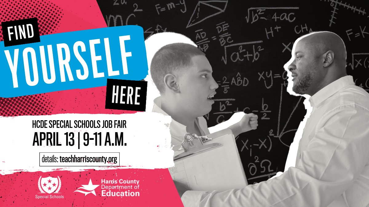 Calling all changemakers! 🌟 Mark your calendars for #HCDE's three job fairs from 9-11 a.m. on Saturday, April 13. Interested applicants can speak with #TeamHCDE, tour the new facilities and gain insight into our workplace culture and climate. Learn more: TeachHarrisCounty.org.