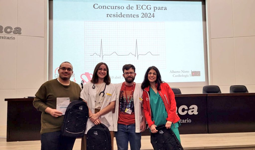 👏Enhorabuena a los ganadores del concurso de ECG para residentes 2024 del @AreaUnoArrixaca!! 🥇@carmenagullo_4 (R1 Cardiología) 🥈Irene Otalora (R1 UCI) 🥉Francisco J. Belmonte (R1 onco) ✅️Muchas gracias por hacernos participes del concurso @docenciahcuva @Nietodoc