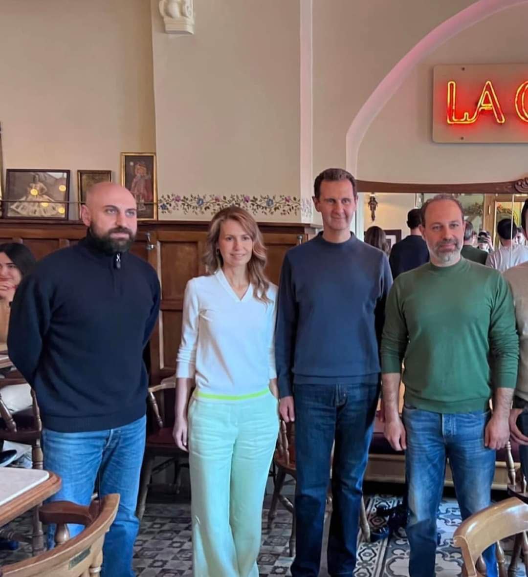 President Bashar al-Assad in a restaurant in Bab Sharqi in Damascus