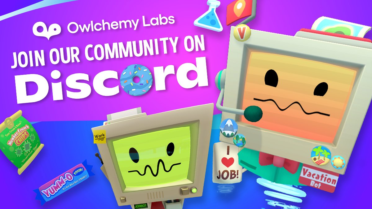 Level up your [JOB] and [VACATION] experience 🤩 Join our Discord server and stay updated on all things Owlchemy Labs 👇 discord.com/channels/55977…