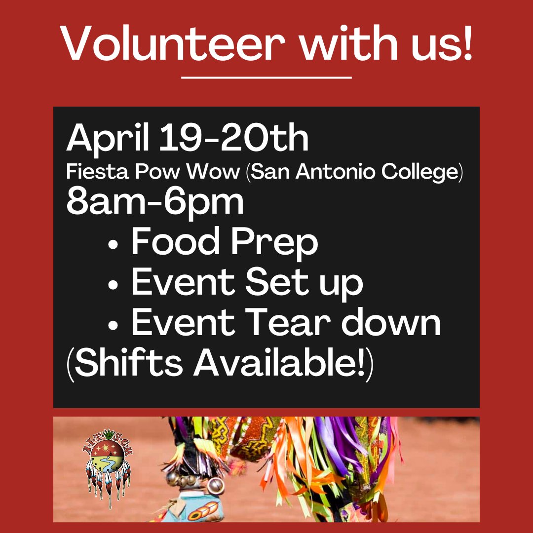 Want to lend a hand in the Celebrations of Traditions Pow Wow? We are looking for volunteers to help us April 19-20th. We will have various shifts that you can pick from. You can sign up to volunteer by clicking this link! or message us to get connected!