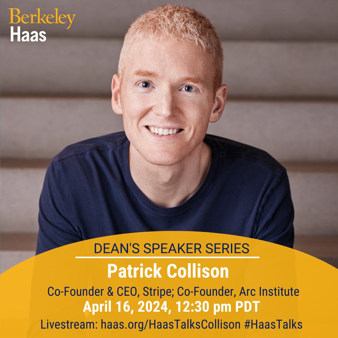 In a fireside chat format, Patrick Collison will discuss his entrepreneurial journey and delve into Stripe's history, the evolution of its unique organizational culture, his leadership strategies for navigating challenges and more. #HaasTalks #DeansSpeakerSeries #UCBerkeley #Haas