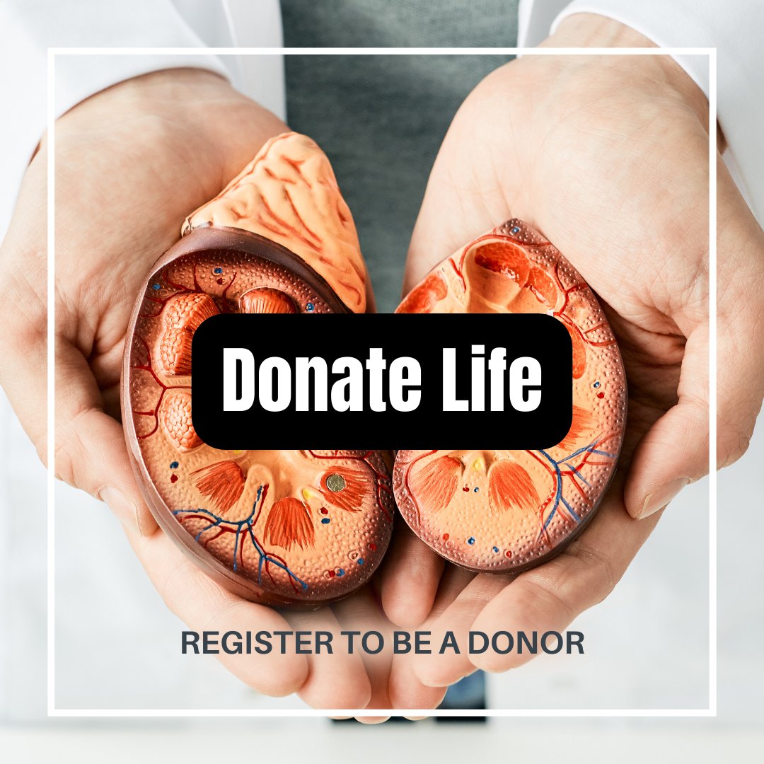 🕒 Every 10 minutes, someone joins the national #transplant waitlist. 💔 84% of them need a #kidney. #OrganDonation offers hope, giving recipients and those on the wait list a second chance at life. 💚 💙 Register to be a donor: RegisterMe.org #NationalDonateLifeMonth