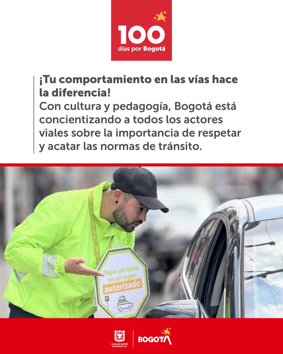 🧐¡Todos le aportamos a la movilidad! Durante estos #100DíasPorBogotá, el equipo de Cultura para la Movilidad realizó más de 300 intervenciones, impactando a 18 mil ciudadanos, con mensajes sobre las buenas prácticas que todos debemos tener en las vías para construir una mejor…