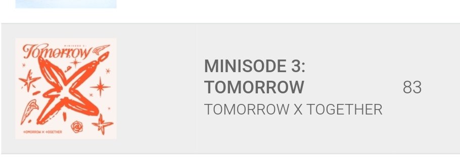TXTChartData's tweet photo. .@TXT_members “minisode 3: TOMORROW” debuts at #83 (NEW) on Italian Albums Charts (FiMi). https://t.co/8klfQw17RI