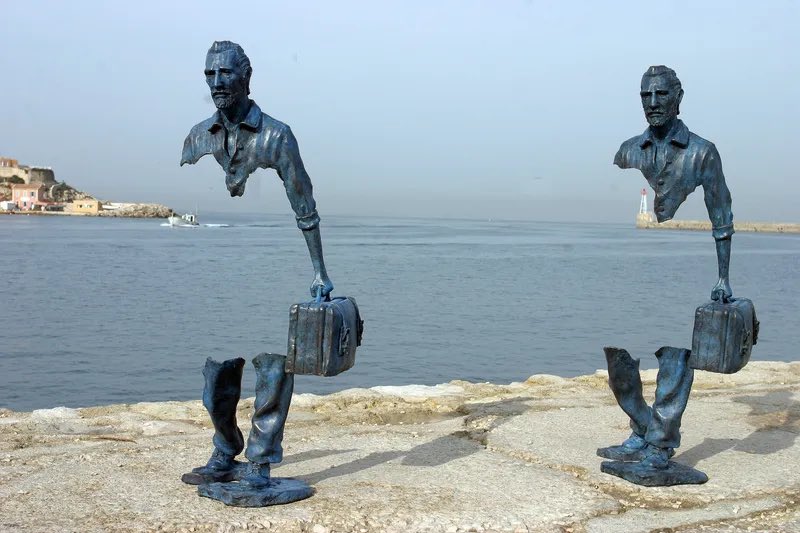 @Culture_Crit Les Voyageurs in Marseille-Fos Port, France Les Voyageurs, by French artist Bruno Catalano, in Marseille, France, is an enigmatic sculpture thought to evoke memories and parts of themselves that every traveler inevitably leaves behind when they leave home for a new shore.