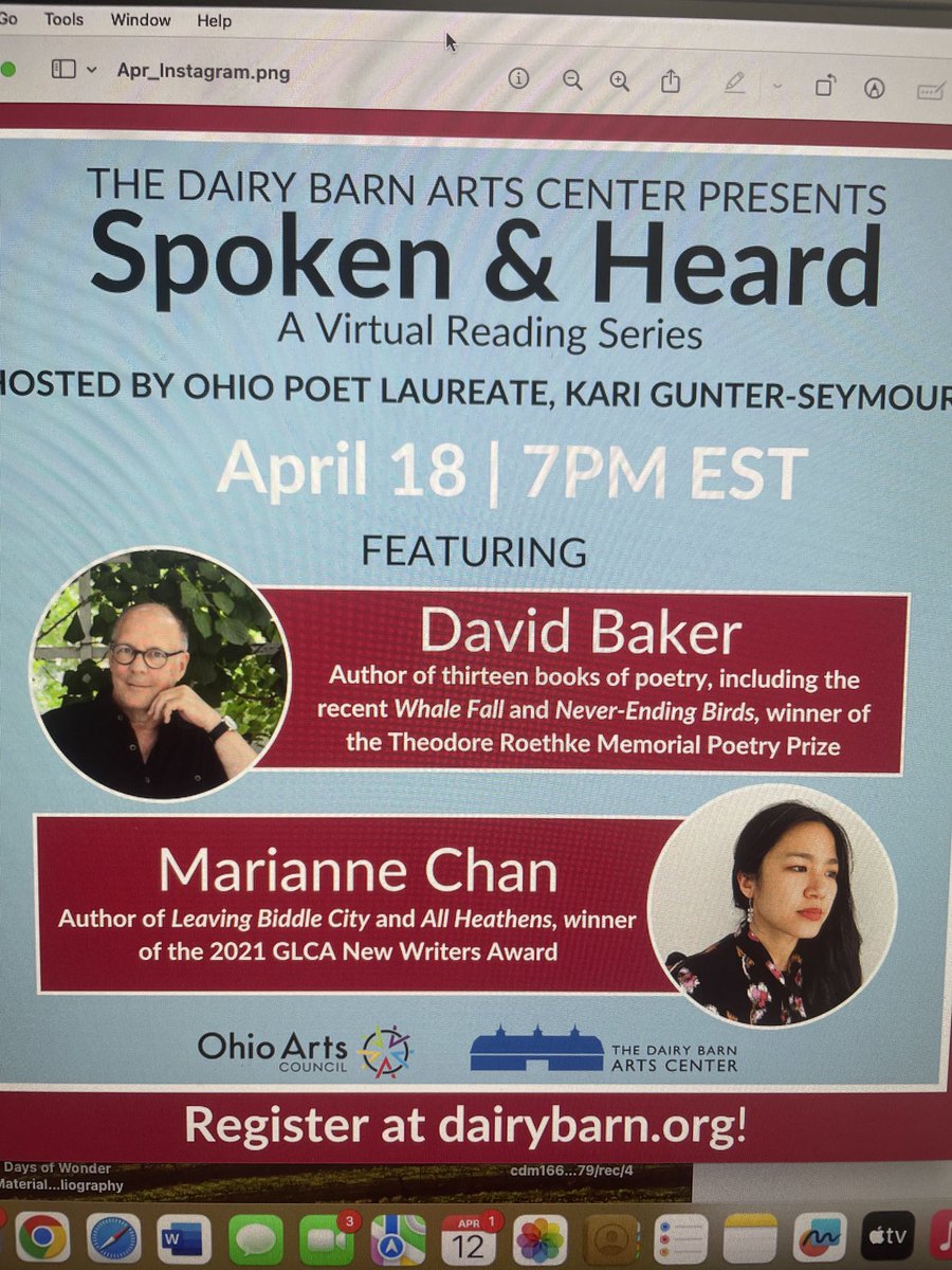 Join us next Thursday evening, a remote reading.