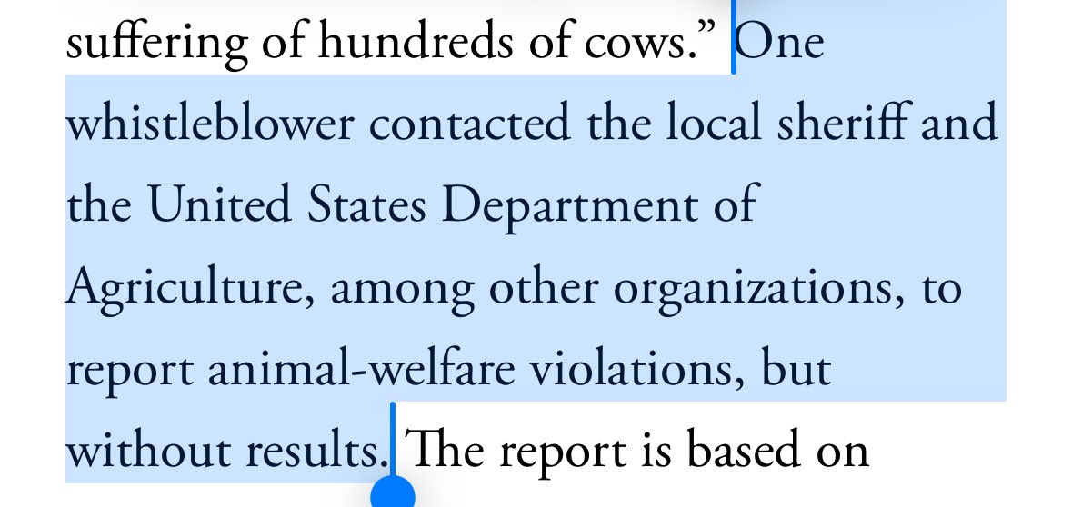 This is following the standard farm animal cruelty playbook… A whistleblower sees cruelty … police and the USDA ignore their complaints … the farm owner claims, w/o evidence, that the cruelty was staged. Next steps is local officials will try to discredit the whistleblower.