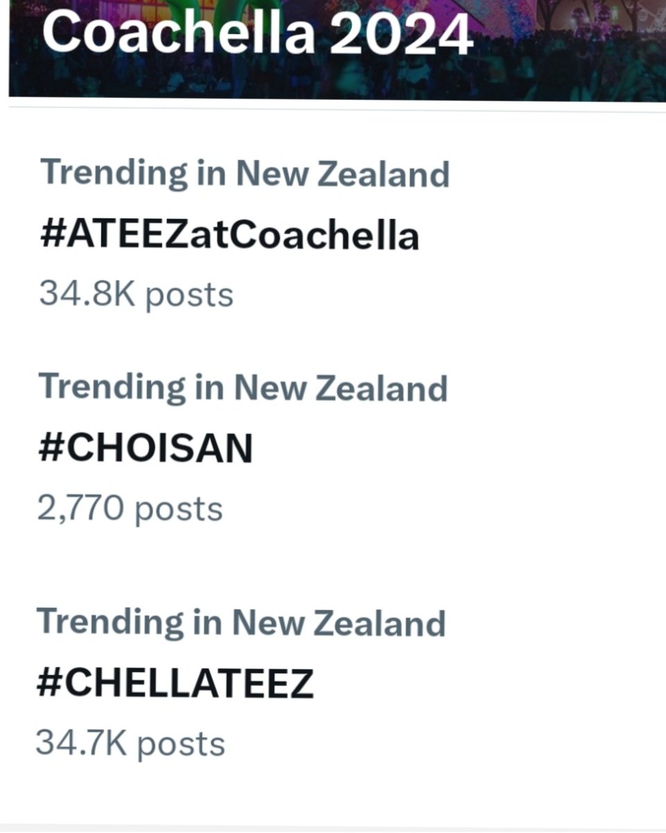 So happy to see #CHOISAN #ATEEZatCoachella and #CHELLATEEZ trending in my country New Zealand!!!!!
