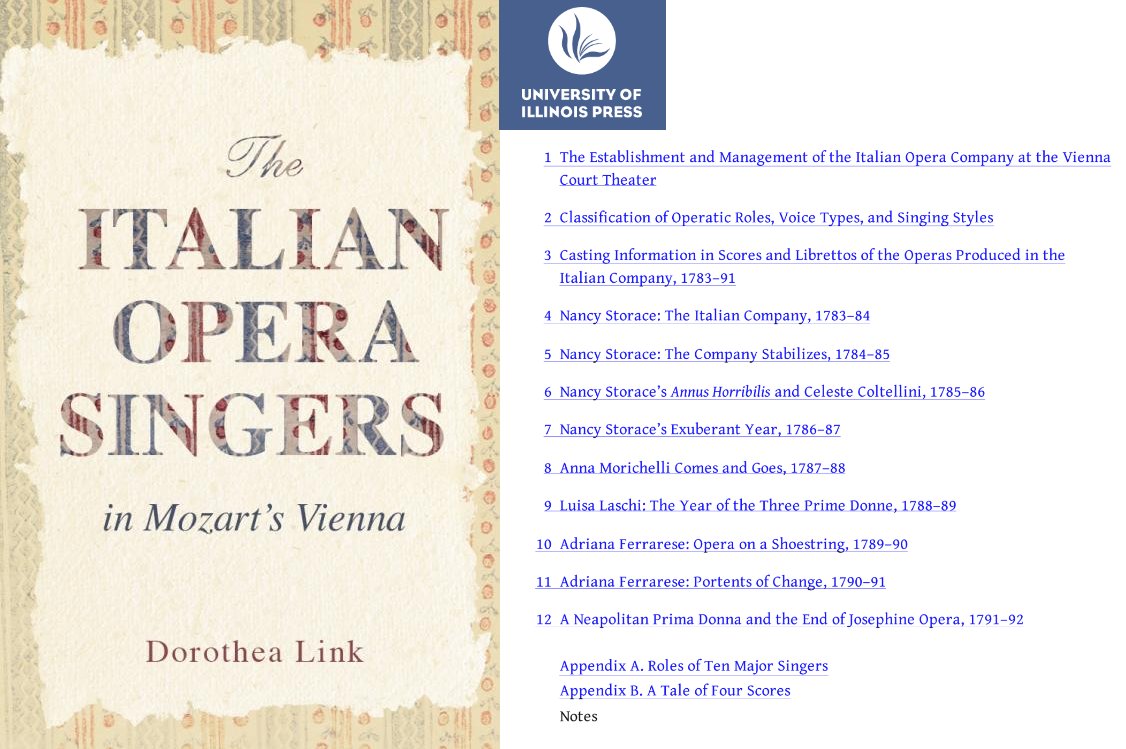 New November 2022 Great 18thc Music Scholar #DorotheaLink & @IllinoisPress present a magnificent book about those #OperaSingers who made #Mozart #MartinSoler #Salieri Opera Great in #Vienna 1780s/1790s: #primeDonne #Storace #Cavalieri then #Benucci etc. press.uillinois.edu/books/?id=c044…