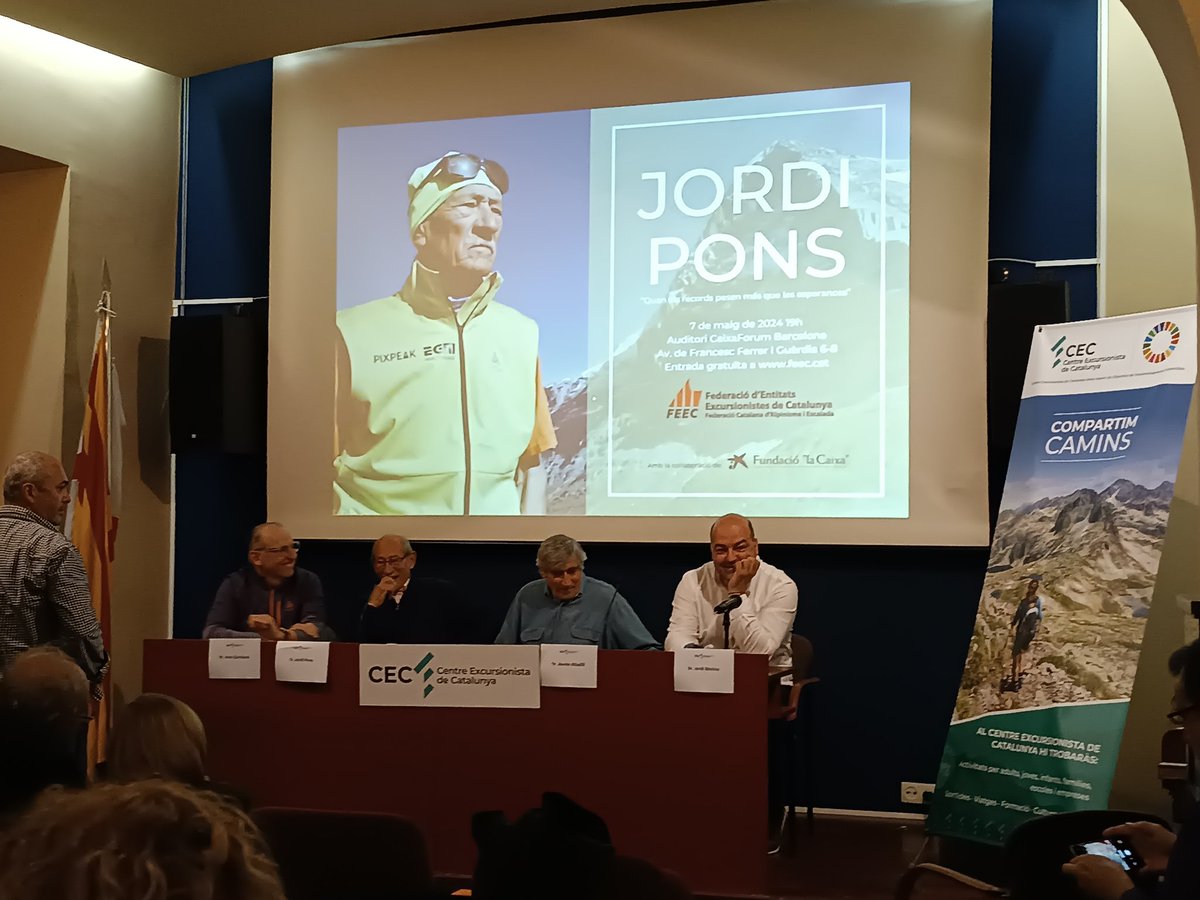 A la preestrena a la sala d'actes del @CEC_cat del documental d'en Jordi Pons 'Quan els records pesen més que les esperances'.
Un documental que repassa la trajectòria de Jordi Pons, referent de l'alpinisme català, estatal i mundial. 
#somemtitats #FEEC 
#culturaexcursionista