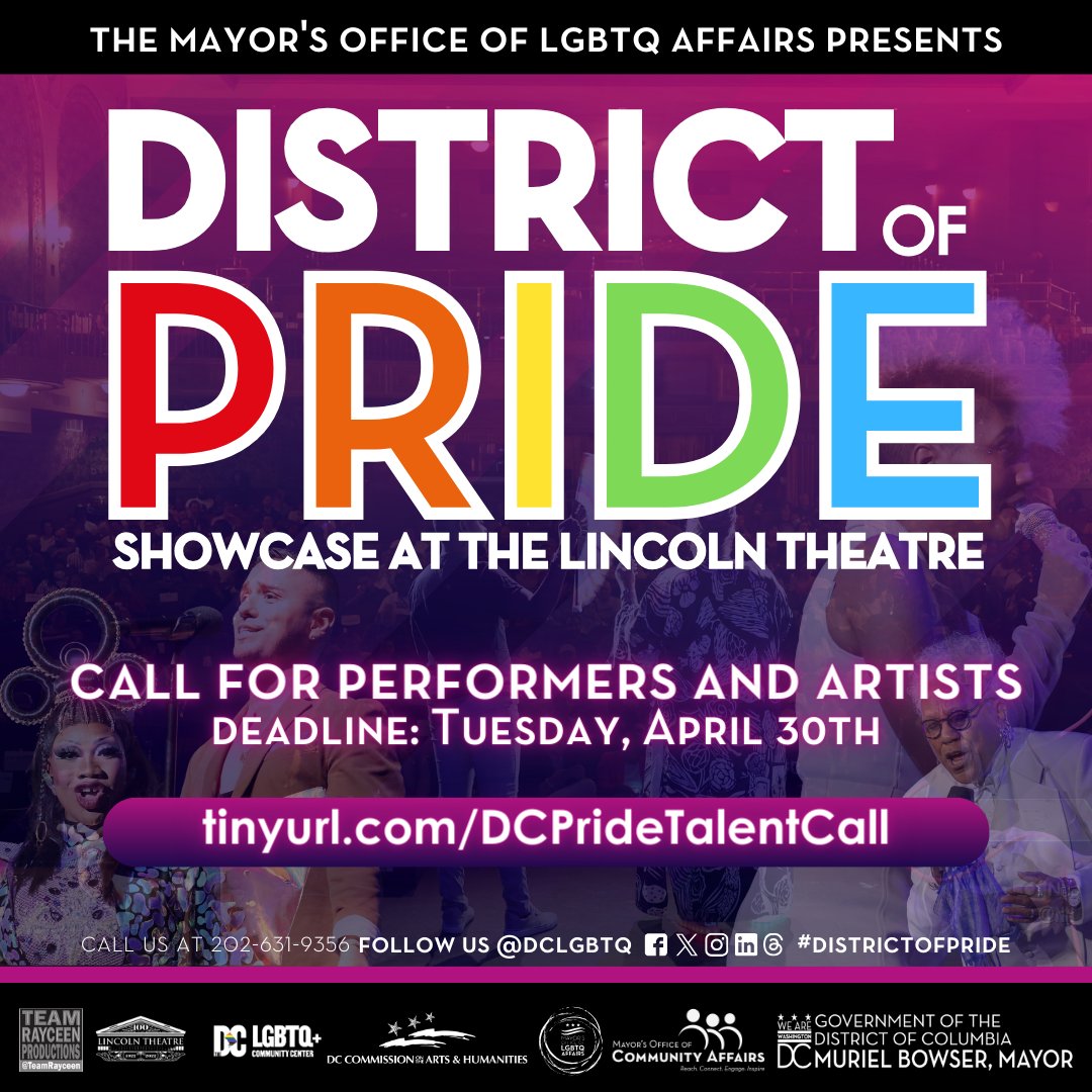 Call all performers!! Apply now to be considered for upcoming @DCLGBTQ events. linktr.ee/dclgbtq