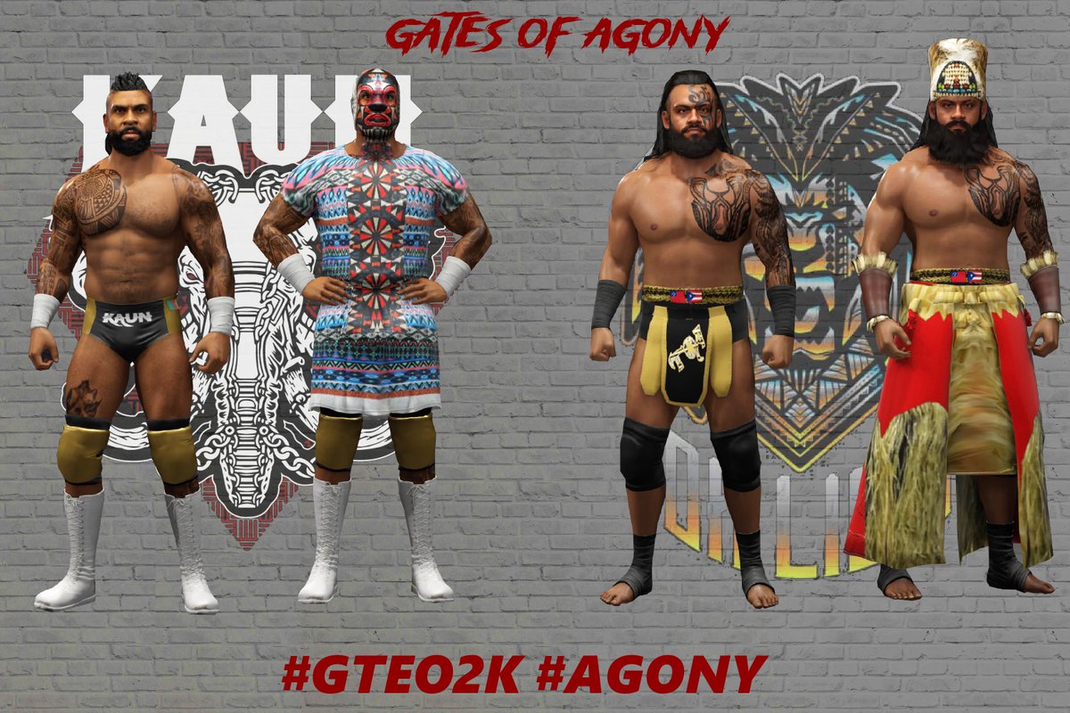 Gates of Agony @thekaun and @ToaLiona have been uploaded now as part of the Get the E out Project @GTEO2K for #wwe2k24 Movesets are by @theEvolutionIV and Liona is a collab with @PAC_Creates who did a stellar job. tags to find them are in the image below. #GTEO2K #roh #AEW