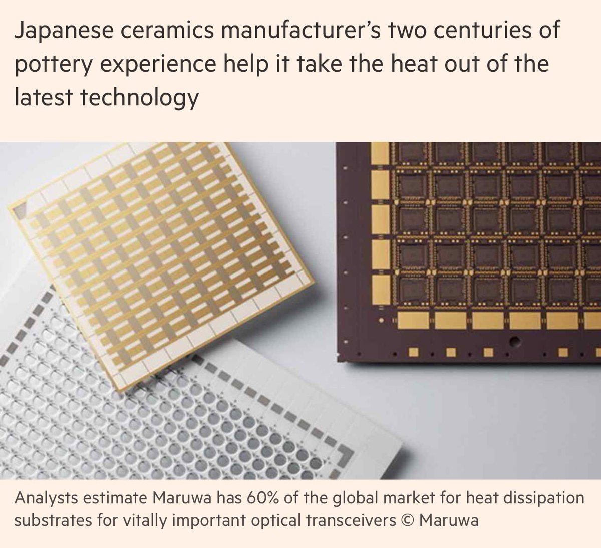 Bir Japon seramik tabak üreticisi şirket nasıl bir anda yapay zeka alanında parladı? 

Japon şirketi Maruwa, 200 yıldan fazla geçmişe sahip. Eskiden geleneksel Japon ziyafetlerinde kullanılan tabakların üretimini yapıyordu; şimdi ise yapay zekanın, elektrikli araçların ve