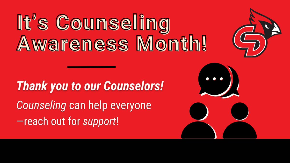 It’s Counseling Awareness Month! A big THANK YOU to all those who provide counseling to our students, families, and community to help build resilience and foster overall health and wellbeing! 🙏#TheRedWay