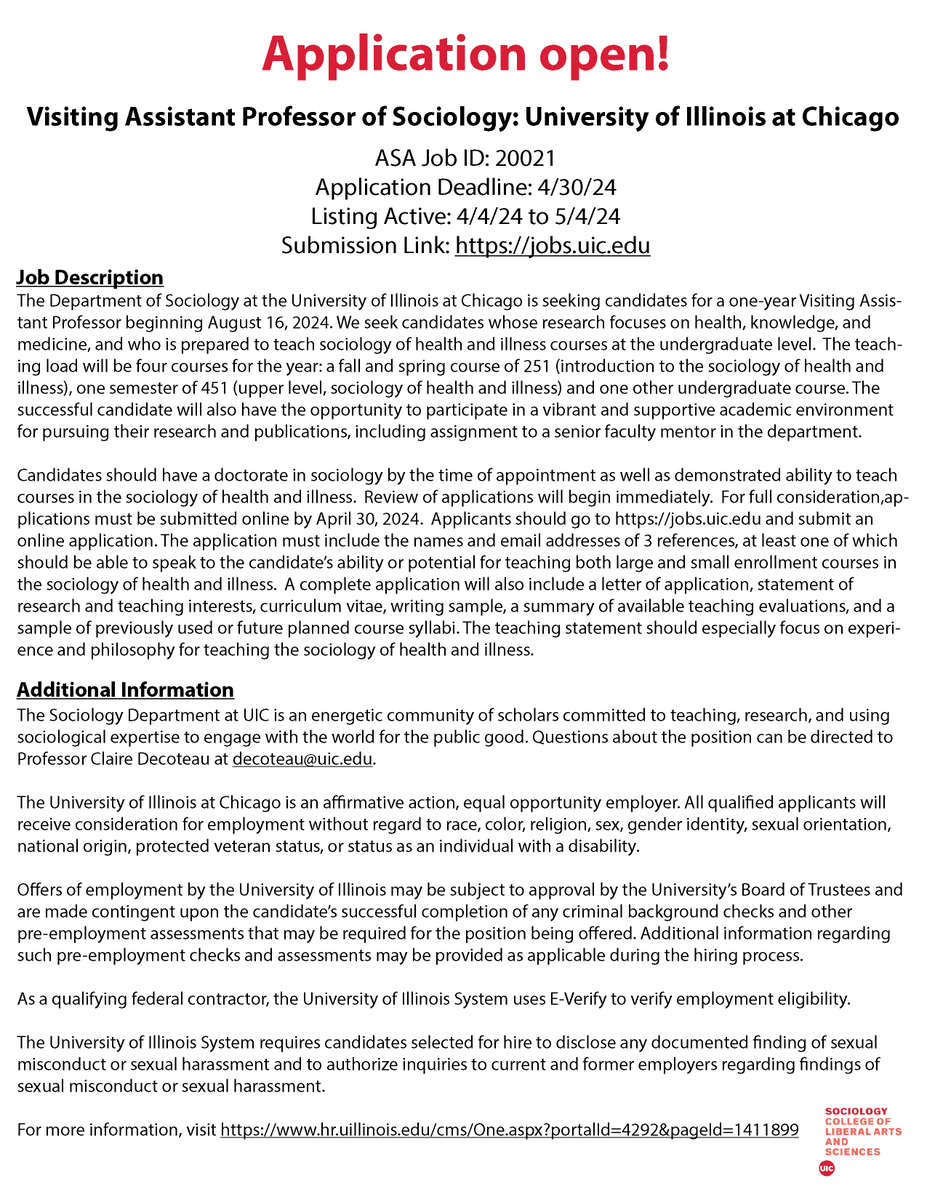 UIC Sociology is hiring! jobs.uic.edu

Please share!