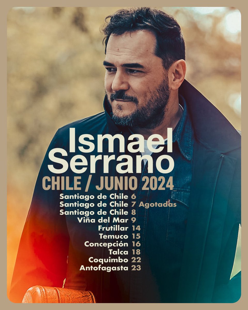 Seguimos añadiendo nuevas fechas a nuestra próxima visita a Chile. Y en Santiago, tantas cosas... hoy me muero por volver. Entradas a la venta en ismaelserrano.com