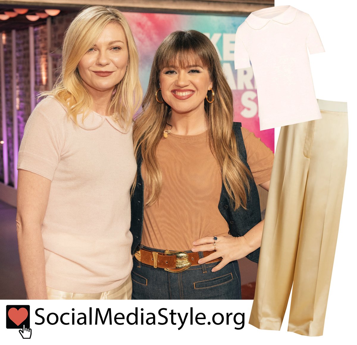 Find out where you can buy Kirsten Dunst's light pink Peter Pan collar top and champagne wide leg pants from from The Kelly Clarkson Show here: socialmediastyle.org/post/kirsten-d…
#KirstenDunst #KellyClarksonShow #Khaite #widelegpants #peterpancollar #MaisonMargiela