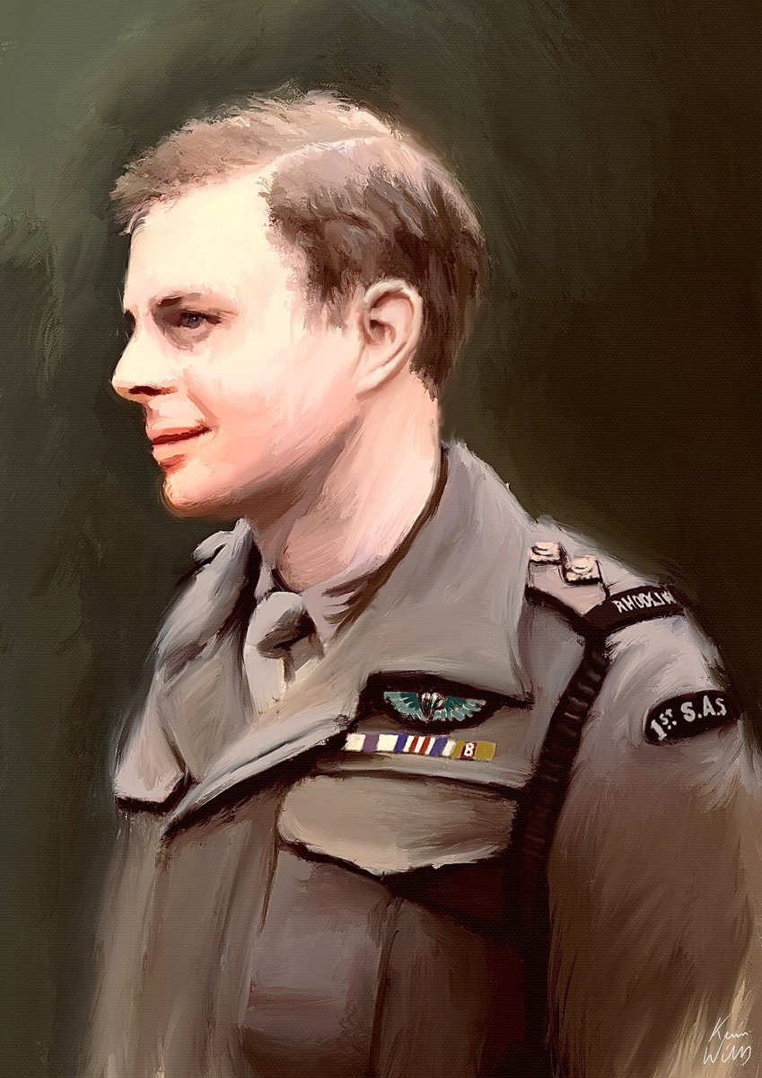 Just to say again a huge thank you to @kev9348 for his incredible portrait of the late, great, legendary Major Mike Sadler, SAS. Hangs in my writer's study. We remember. 🙏