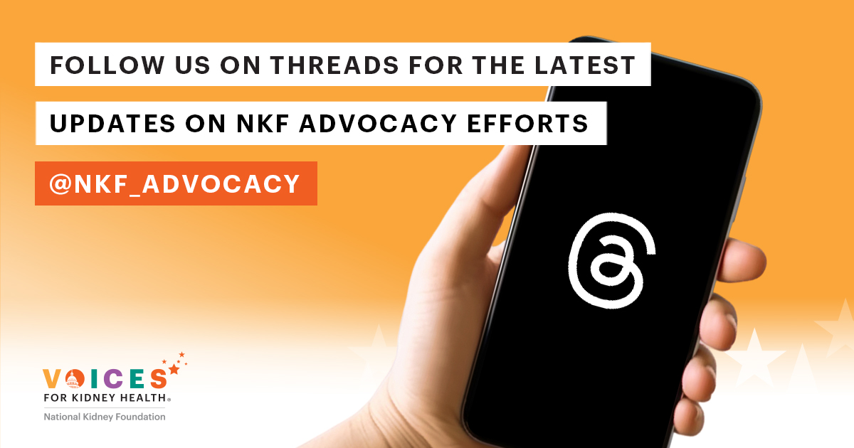 Follow us on #Threads for the latest updates about how we're working to advance kidney community policy priorities across the country. Stay in the know: threads.net/nkf_advocacy