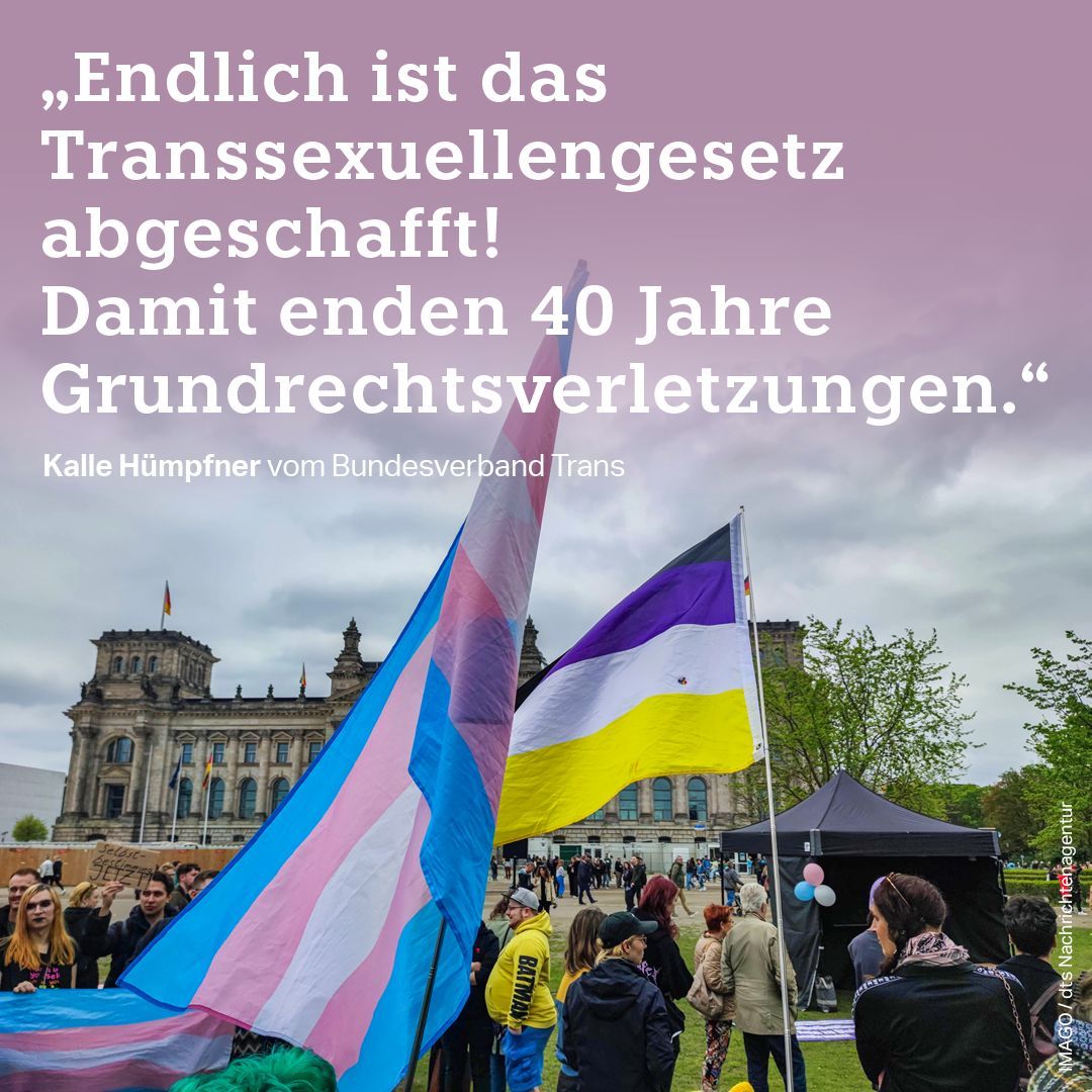 Trans*, inter und nichtbinäre Personen können Namen und Geschlechtseintrag zukünftig leichter ändern. Der Verabschiedung gingen harte Debatten voraus. 👉 taz.de/!6004179/