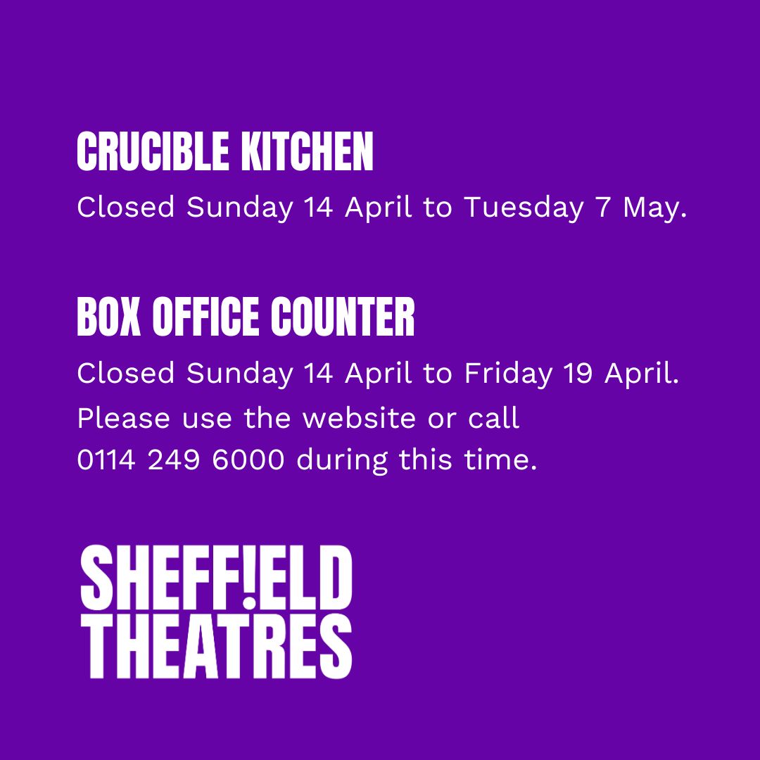 There will be some changes to our Box Office and Crucible Kitchen opening times as the Crucible hosts the Cazoo World Snooker Championship. To read more about the changes go to: bit.ly/3xzoiub