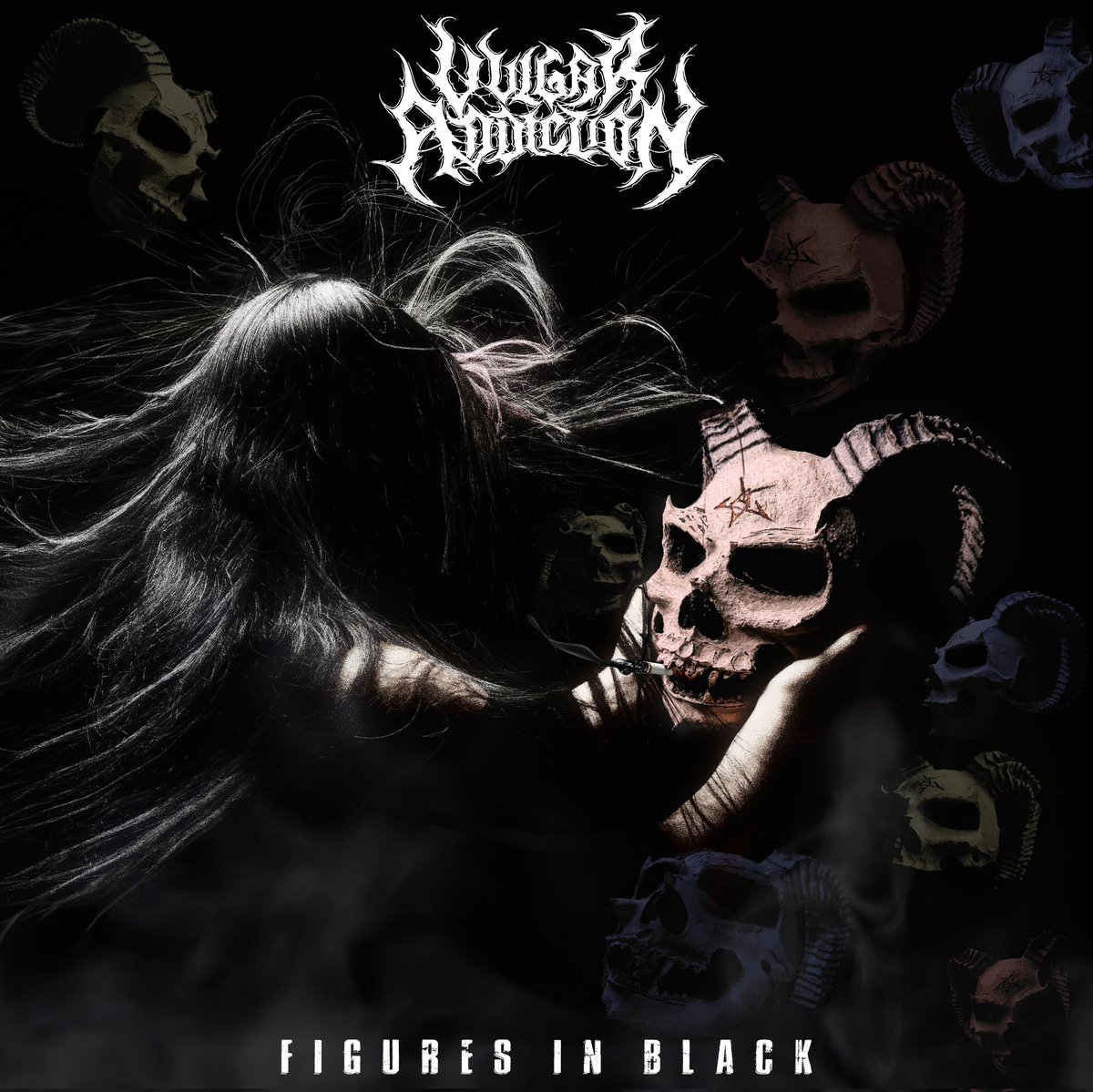 🤘💀'FIGURES IN BLACK' (Cover Artwork)💀🤘 TRACKLIST: - Blast-Femia - Un Día en la Muerte - Loco (Tierra Seria) - Primary Animal Soul - Muro Interno - The Planet of the Humans - Addicterror - Homo Umbra - The Underground in America / Sandblasted Skin (Reprise) (Pantera Cover)