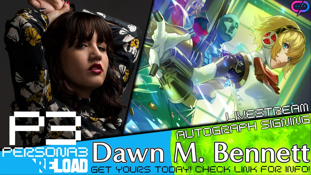 TODAY! Dawn M. Bennet, the voice of Aigis in Persona 3 Reloaded is signing your autographs LIVE! There's still time to shop! Gets your today and watch it signed LIVE at 3pm PST! Details in link: hubs.la/Q02ss-0Y0 #persona3reloaded #dawnmbennet #aigis #streamily #autographs