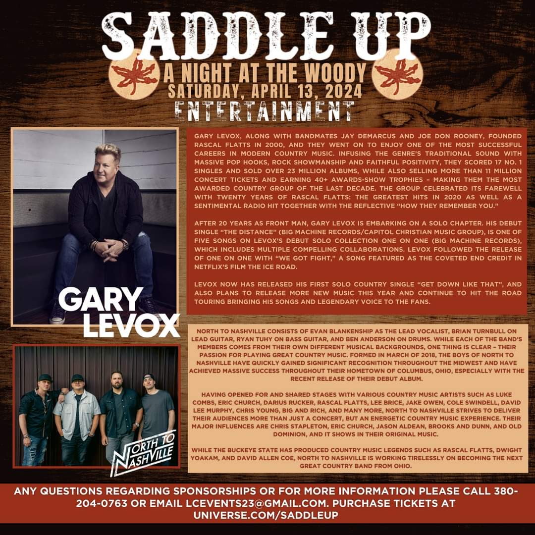 Join us in the Woody folive music and electric energy! Featuring @GaryLevox and @nrthtonashville, you don't want to miss. Let's amp up the excitement? Share this post & tag your concert crew, and let us know what songs you're hoping to hear! Ticket Link: universe.com/saddleup