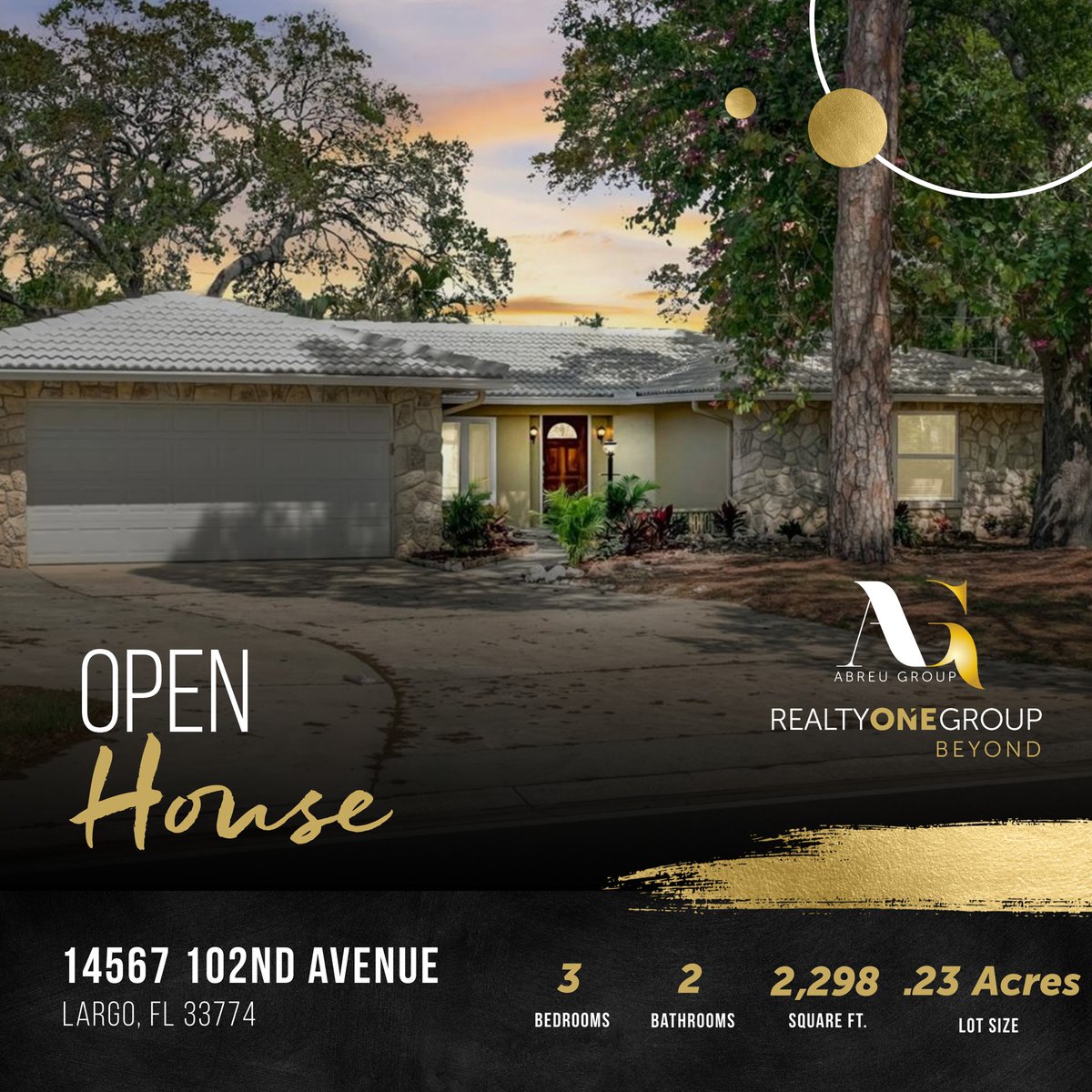 🌟 Step into luxury living at our Open House on March 14th from 12-3 at this Bay Hills gem in Largo, FL! Immerse yourself in the charm and comfort of this 3-bed, 2-bath beauty. Contact the Abreu Group today! 🏡✨ 

#LuxuryRealEstate #OpenHouseEvent #DreamHome #AbreuGroup