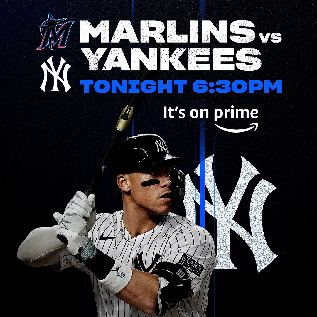 The @Yankees are back on @PrimeVideo! Catch them at 6:30pm ET in the series finale against the Marlins.